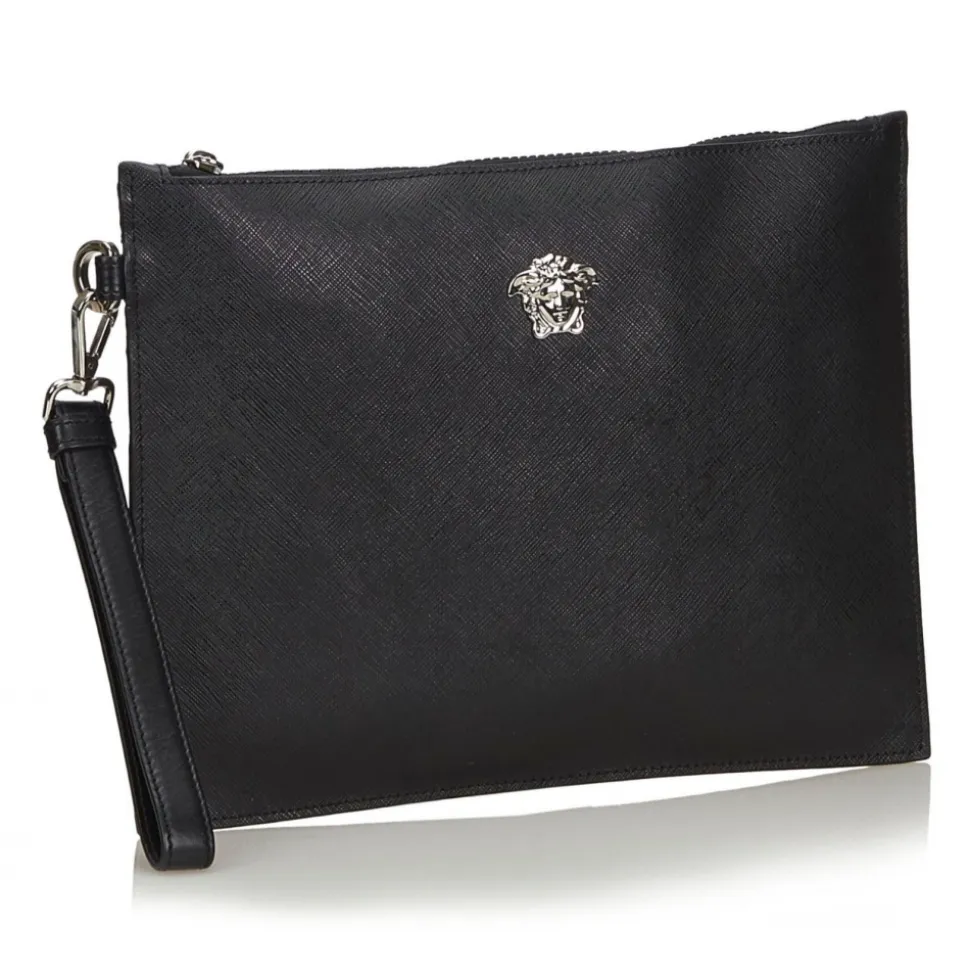 Versace Vintage - Medusa Clutch Bag - Black - Leather Handbag - Luxury High Quality - Avvenice