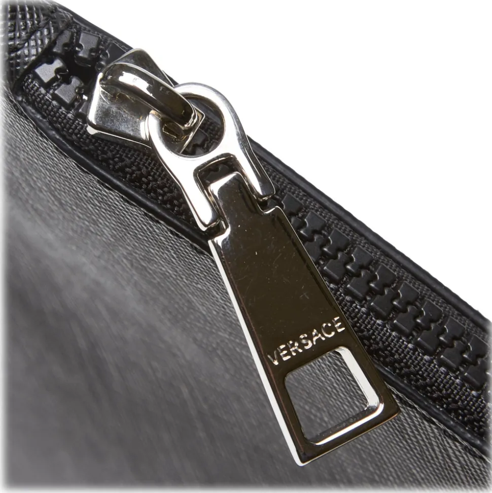 Versace Vintage - Medusa Clutch Bag - Black - Leather Handbag - Luxury High Quality - Avvenice