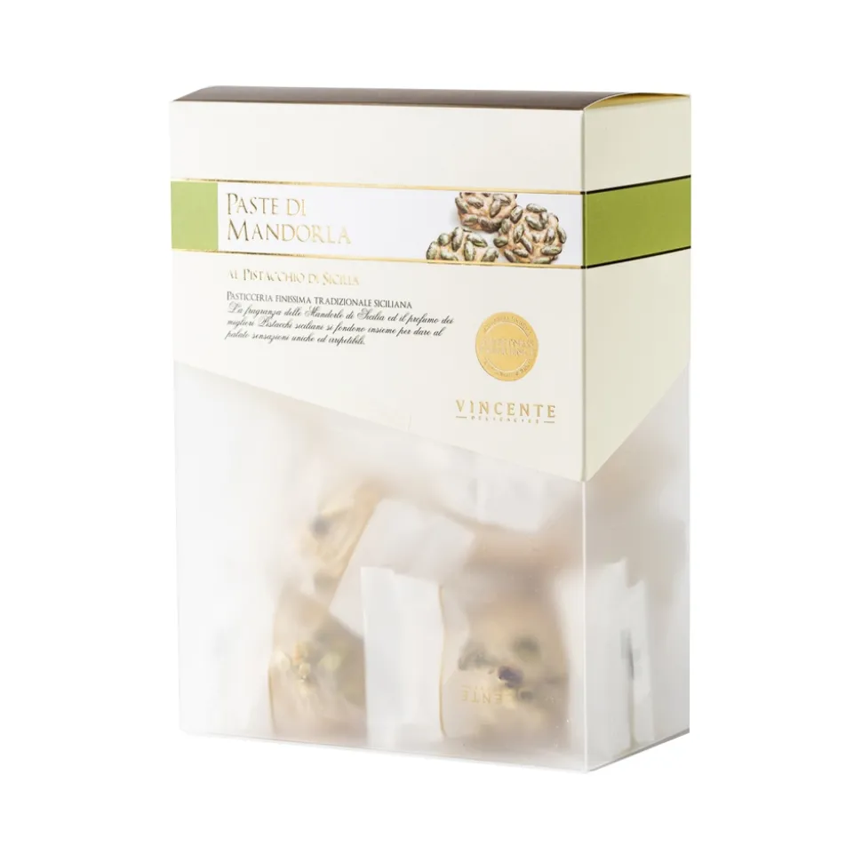 Vincente Delicacies - Almond Cookies with Sicilian Pistachios - Fine Pastry with Almonds in Crystal Box - Avvenice