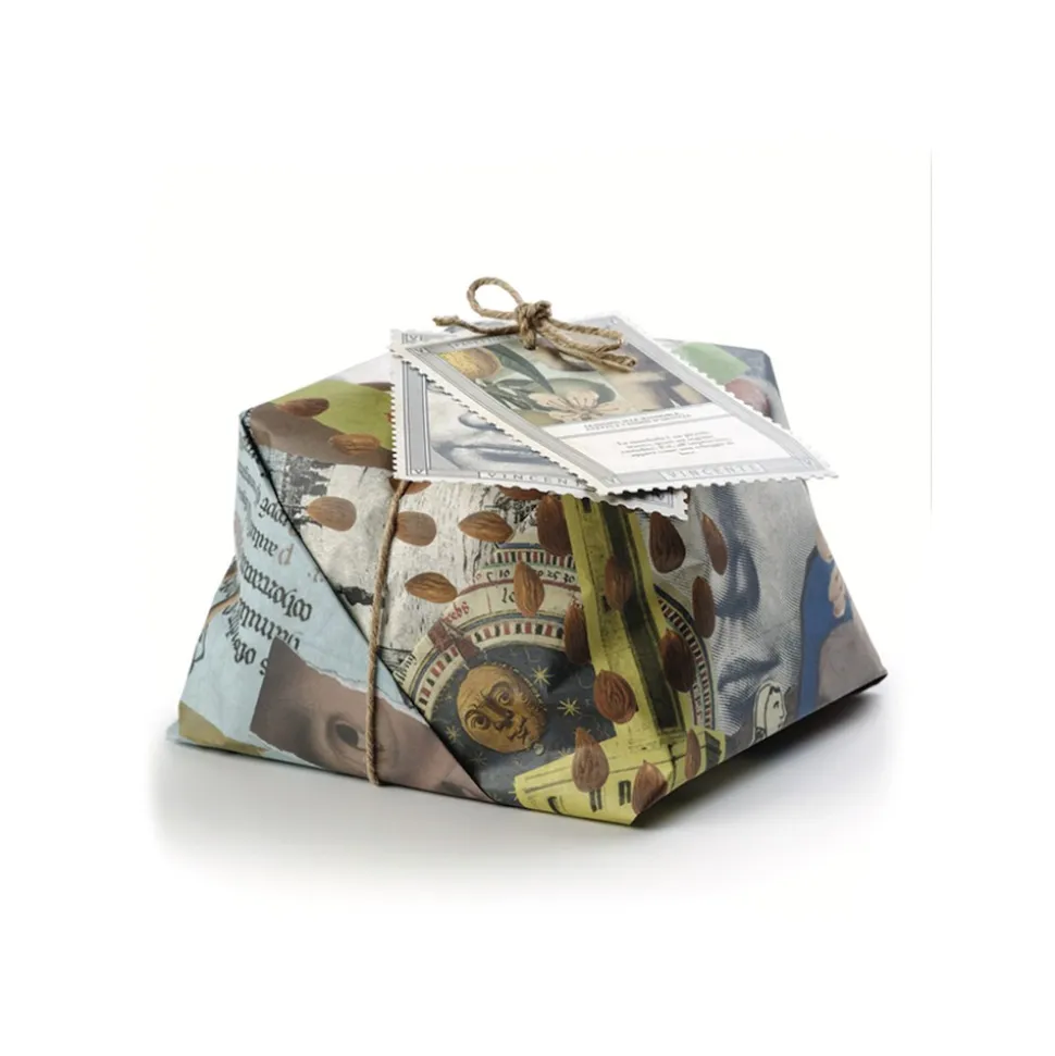 Vincente Delicacies - Antonello da Messina - Artisan Panettone with Almonds, Raisins, Candied - Sicilian Looks - Hand Wrapped - Avvenice
