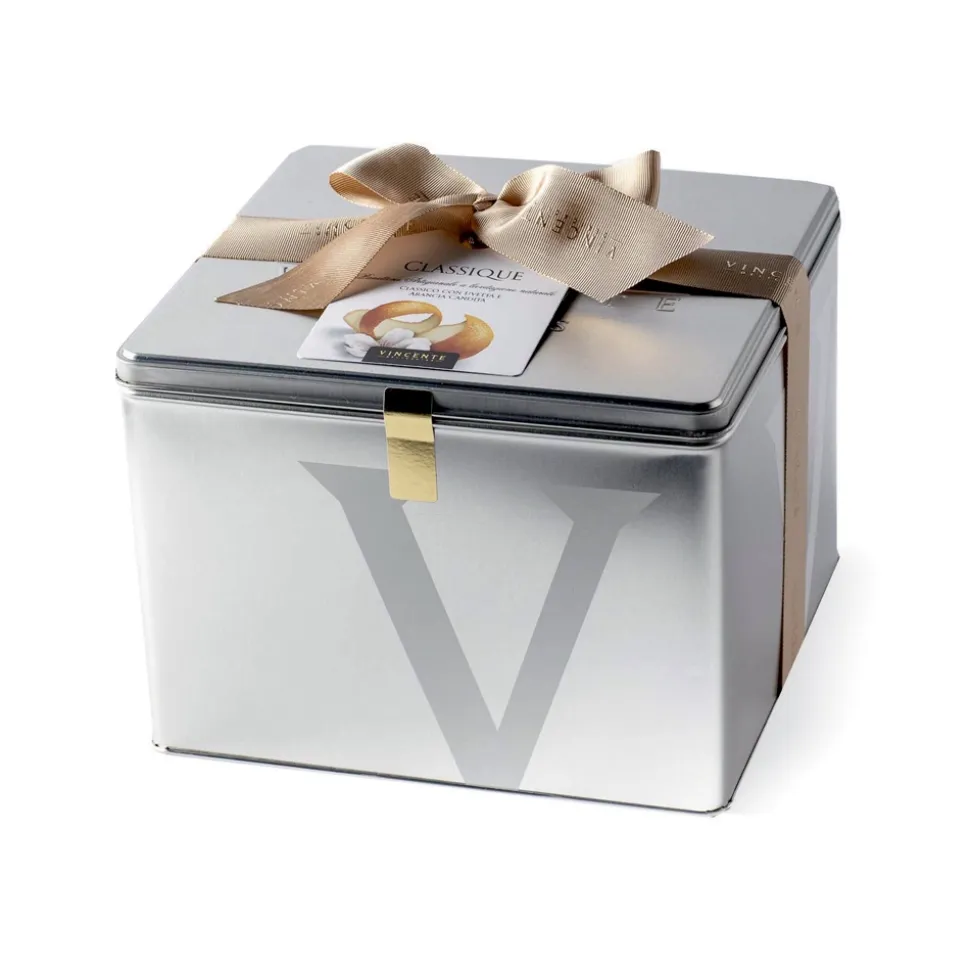Vincente Delicacies - Classical Panettone with Raisin and Candied Orange - Classique - Artisan in Metallic Box - Avvenice