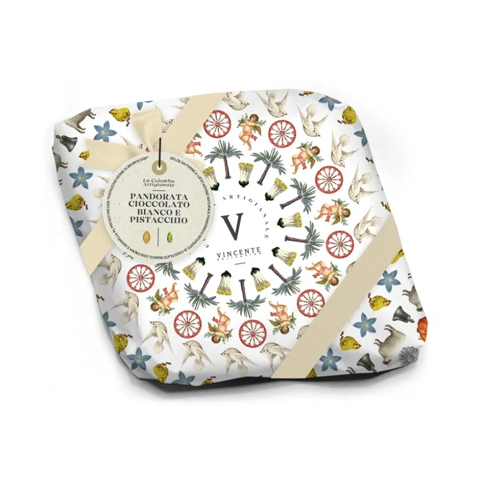 Vincente Delicacies - Normanna - Artisan Easter Dove - White Chocolate and Pistacchio of Sicilia Bronte Cream - Fastuca Line - Avvenice