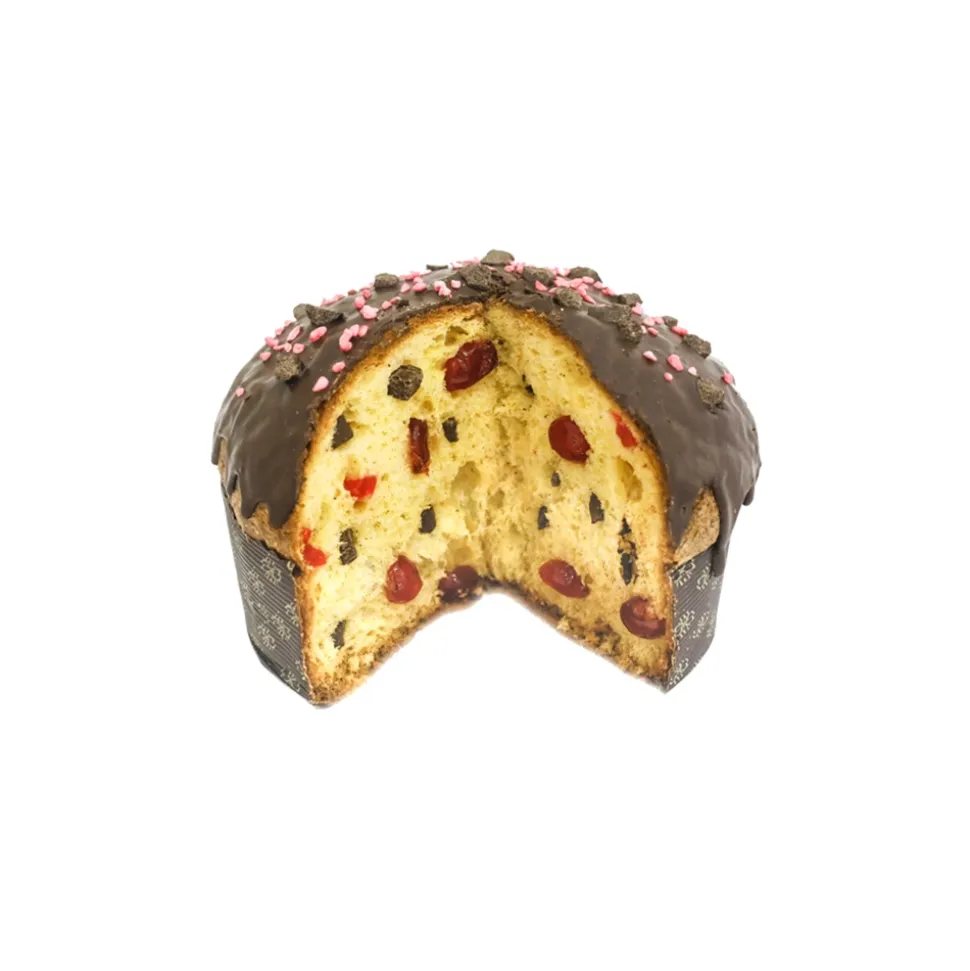Vincente Delicacies - Panettone with Candied Cherry and Flakes of "Modica PGI Chocolate" - Cirasae - Hand Wrapped Artisan - Avvenice