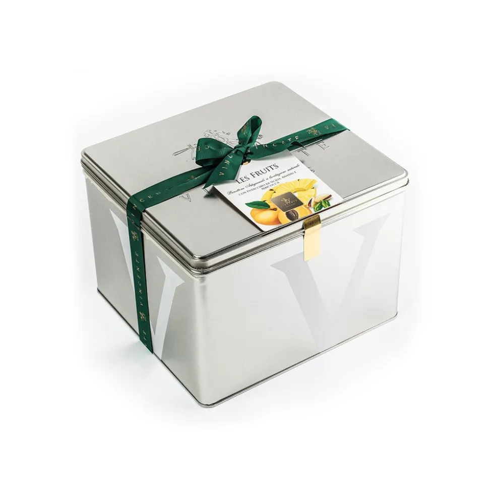 Vincente Delicacies - Panettone with Sicilian Pistachio, Pineapple and Apricot - Les Fruits - Artisan in Metallic Box - Avvenice