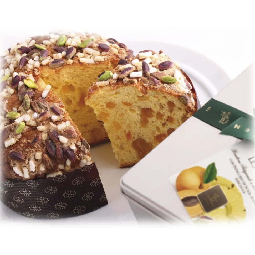 Vincente Delicacies - Panettone with Sicilian Pistachio, Pineapple and Apricot - Les Fruits - Artisan in Metallic Box - Avvenice