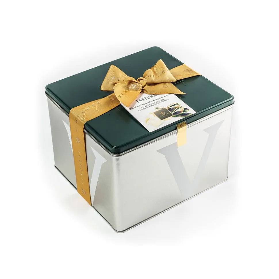 Vincente Delicacies - Panettone Covered with White Chocolate with Sicilian Pistachio - Fastuka - Artisan in Metallic Box - Avvenice
