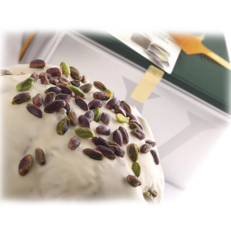 Vincente Delicacies - Panettone Covered with White Chocolate with Sicilian Pistachio - Fastuka - Artisan in Metallic Box - Avvenice