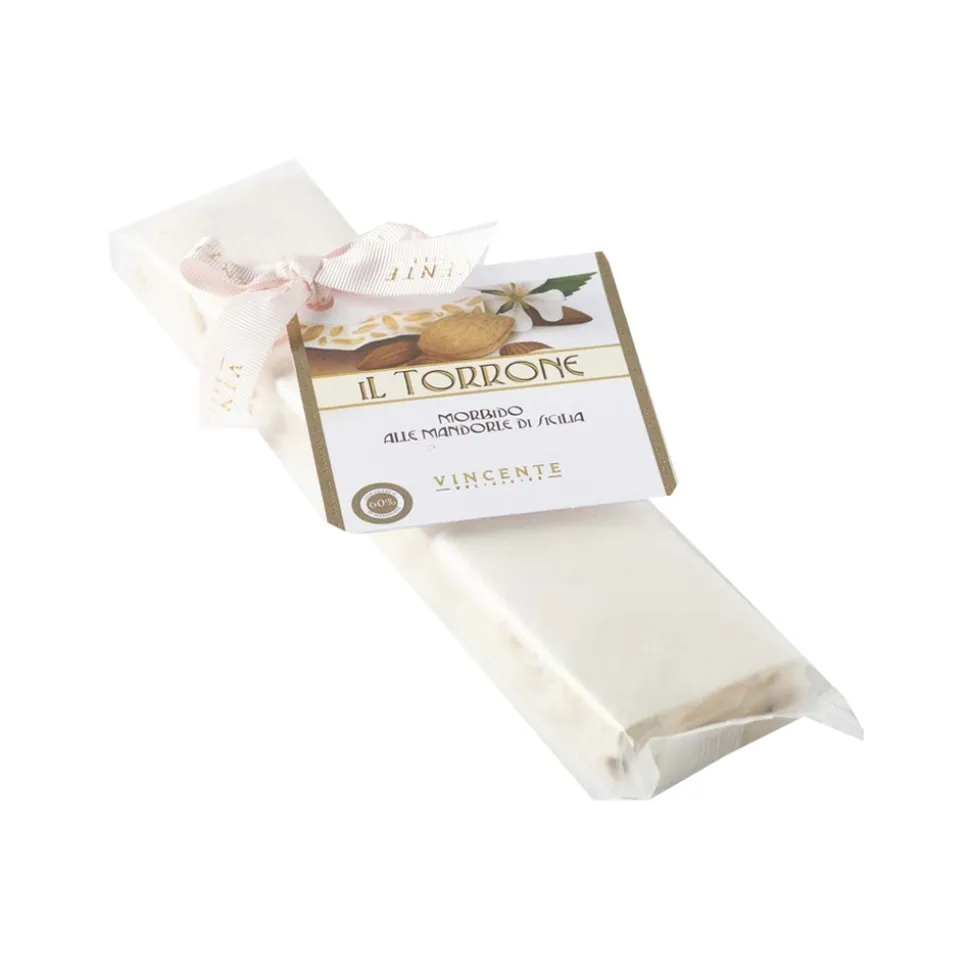Vincente Delicacies - Soft Nougat Bar with Sicilian Almonds - in Opal Ribbon Flow-Pack - Avvenice