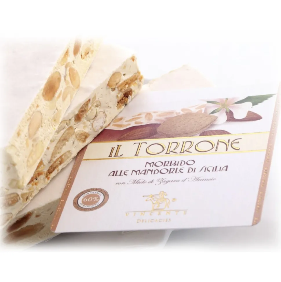 Vincente Delicacies - Soft Nougat Bar with Sicilian Almonds - in Opal Ribbon Flow-Pack - Avvenice