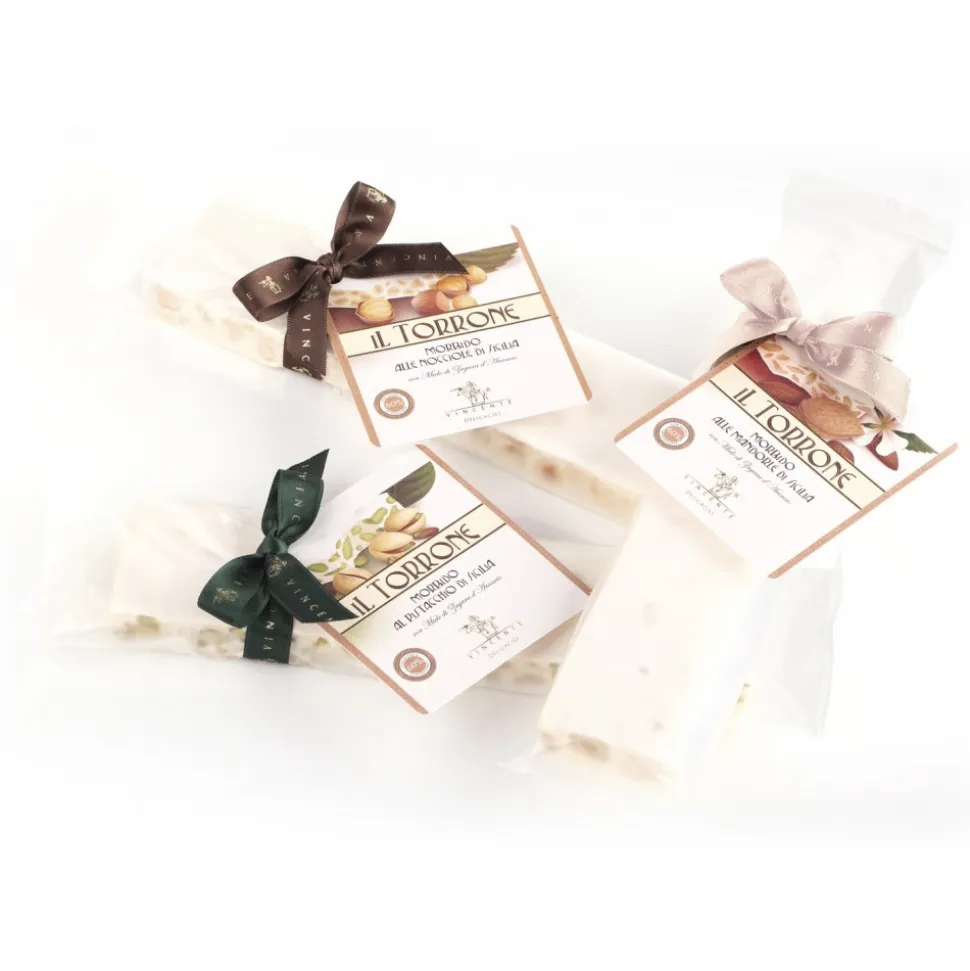 Vincente Delicacies - Soft Nougat Bar with Sicilian Almonds - in Opal Ribbon Flow-Pack - Avvenice
