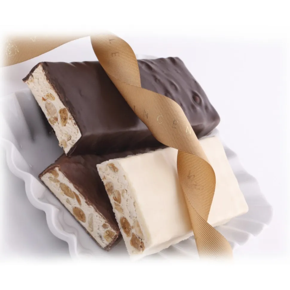 Vincente Delicacies - Soft Nougat Bar with Sicilian Almonds and Covered with 70% Extra-Dark Chocolate - Opal Box - Avvenice