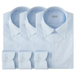 Viola Milano - 3 Classic Solid Package Button-Down Collar Shirt - Classic Blue - Handmade in Italy - Luxury Exclusive Collection - Avvenice