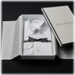 Viola Milano - 3 Classic Solid Package Button-Down Collar Shirt - White - Handmade in Italy - Luxury Exclusive Collection - Avvenice
