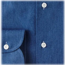 Viola Milano - 3 Classic Solid Package Button-Down Collar Shirt - Denim - Handmade in Italy - Luxury Exclusive Collection - Avvenice