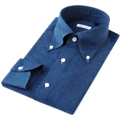 Viola Milano - 3 Classic Solid Package Button-Down Collar Shirt - Denim - Handmade in Italy - Luxury Exclusive Collection - Avvenice