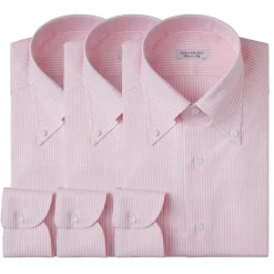 Viola Milano - 3 Oxford Stripe Package Button-Down Collar Shirt - Pink/White - Handmade in Italy - Luxury Exclusive Collection - Avvenice
