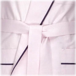 Viola Milano - American Oxford Stripe Dressing Gown - Pink and White - Handmade in Italy - Luxury Exclusive Collection - Avvenice