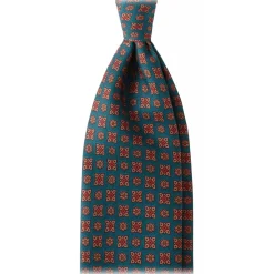 Viola Milano - Artisan Floral Handprinted Untipped Silk Tie - Green - Handmade in Italy - Luxury Exclusive Collection - Avvenice
