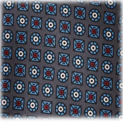 Viola Milano - Artisan Floral Handprinted Selftipped Silk Tie - Grey - Made in Italy - Luxury Exclusive Collection - Avvenice