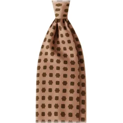 Viola Milano - Artisan Floral Selftipped Silk Tie - Sand/Brown - Handmade in Italy - Luxury Exclusive Collection - Avvenice