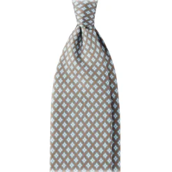 Viola Milano - Artisan Pattern Selftipped Silk Tie - Grey - Handmade in Italy - Luxury Exclusive Collection - Avvenice