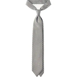 Viola Milano - Artisan Pattern Selftipped Silk Tie - Grey - Handmade in Italy - Luxury Exclusive Collection - Avvenice