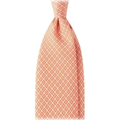 Viola Milano - Artisan Pattern Selftipped Silk Tie - Champagne - Handmade in Italy - Luxury Exclusive Collection - Avvenice