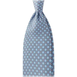 Viola Milano - Artisan Pattern Selftipped Silk Tie - Denim Mix - Handmade in Italy - Luxury Exclusive Collection - Avvenice