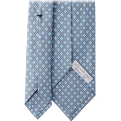 Viola Milano - Artisan Pattern Selftipped Silk Tie - Denim Mix - Handmade in Italy - Luxury Exclusive Collection - Avvenice