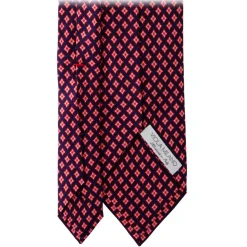 Viola Milano - Artisan Pattern Selftipped Silk Tie - Navy/Red - Handmade in Italy - Luxury Exclusive Collection - Avvenice