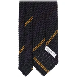 Viola Milano - Artisan Stripe 3-Fold Grenadine Tie - Navy/Green Mix - Handmade in Italy - Luxury Exclusive Collection - Avvenice