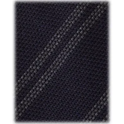 Viola Milano - Artisan Stripe 3-Fold Grenadine Tie - Navy/Grey Mix - Handmade in Italy - Luxury Exclusive Collection - Avvenice