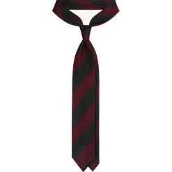 Viola Milano - Block Stripe 3-Fold Grenadine Tie - Red/Forest - Handmade in Italy - Luxury Exclusive Collection - Avvenice