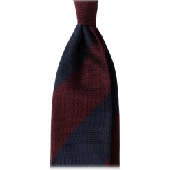 Viola Milano -  Block Stripe 3-fold Grenadine Tie – Navy/wine - Made in Italy - Luxury Exclusive Collection - Avvenice