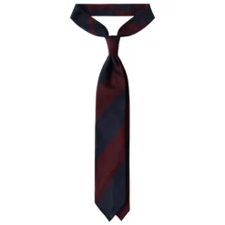 Viola Milano -  Block Stripe 3-fold Grenadine Tie – Navy/wine - Made in Italy - Luxury Exclusive Collection - Avvenice