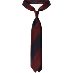 Viola Milano - Block Stripe Handrolled Woven Silk Jacquard Tie - Navy/Wine - Handmade in Italy - Luxury Exclusive Collection - Avvenice