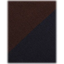 Viola Milano - Block Stripe Handrolled Woven Silk Jacquard Tie - Navy/Brown - Handmade in Italy - Luxury Exclusive Collection - Avvenice