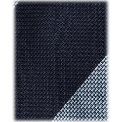 Viola Milano - Block Stripe 3-Fold Grenadine Tie - Navy/Sea - Handmade in Italy - Luxury Exclusive Collection - Avvenice