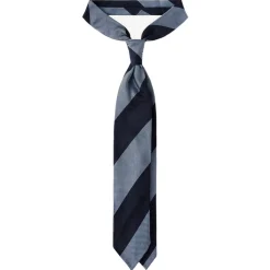 Viola Milano - Block Stripe 3-Fold Grenadine Tie - Navy/Sea - Handmade in Italy - Luxury Exclusive Collection - Avvenice