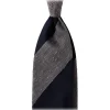 Viola Milano - Block Stripe Handrolled Woven GrenadineShantung Tie - Navy/Grey - Handmade in Italy - Luxury Exclusive Collection - Avvenice
