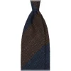 Viola Milano - Block Stripe Woven Grenadine/Shantung Tie - Navy/Brown - Handmade in Italy - Luxury Exclusive Collection - Avvenice