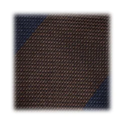 Viola Milano -  Block Stripe 3-fold Grenadine Tie – Navy Brown - Made in Italy - Luxury Exclusive Collection - Avvenice