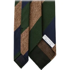 Viola Milano - Block Stripe Handrolled Woven Silk Jacquard Tie - Green Mix - Handmade in Italy - Luxury Exclusive Collection - Avvenice