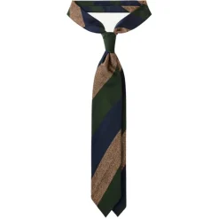 Viola Milano - Block Stripe Handrolled Woven Silk Jacquard Tie - Green Mix - Handmade in Italy - Luxury Exclusive Collection - Avvenice