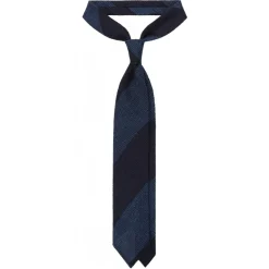 Viola Milano - Block Stripe Woven Grenadine/Shantung Tie - Navy/Sea - Handmade in Italy - Luxury Exclusive Collection - Avvenice
