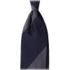 Viola Milano - Block Stripe Handrolled Woven Silk Jacquard Tie - Navy/Sea - Handmade in Italy - Luxury Exclusive Collection - Avvenice