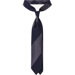 Viola Milano - Block Stripe Handrolled Woven Silk Jacquard Tie - Navy/Sea - Handmade in Italy - Luxury Exclusive Collection - Avvenice