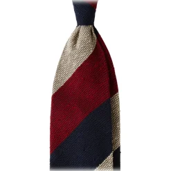 Viola Milano - Block Stripe Woven Grenadine/Shantung Tie - Natural Mix - Handmade in Italy - Luxury Exclusive Collection - Avvenice