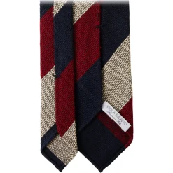 Viola Milano - Block Stripe Woven Grenadine/Shantung Tie - Natural Mix - Handmade in Italy - Luxury Exclusive Collection - Avvenice