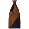 Viola Milano - Block Stripe Handrolled Woven Silk Jacquard Tie - Navy/Brown - Handmade in Italy - Luxury Exclusive Collection - Avvenice